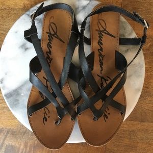 Black Strappy Sandals - American Rag